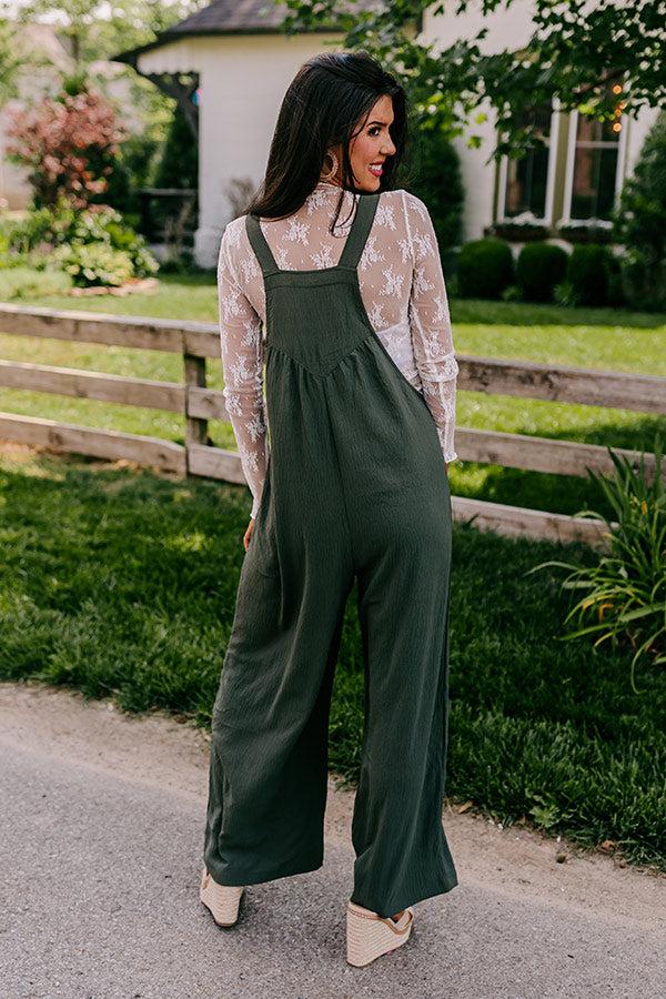 Impressions Happy Sanctuary Wide Leg Jumpsuit In Army Green