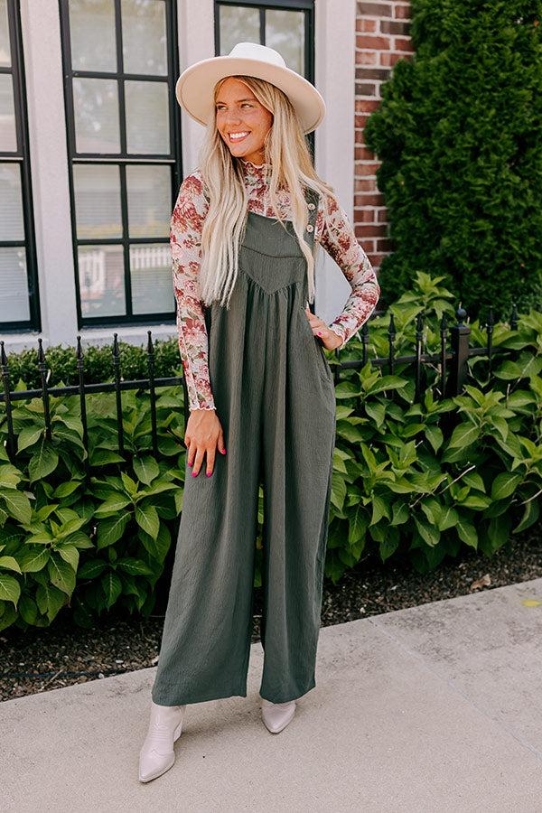 Impressions Happy Sanctuary Wide Leg Jumpsuit In Army Green