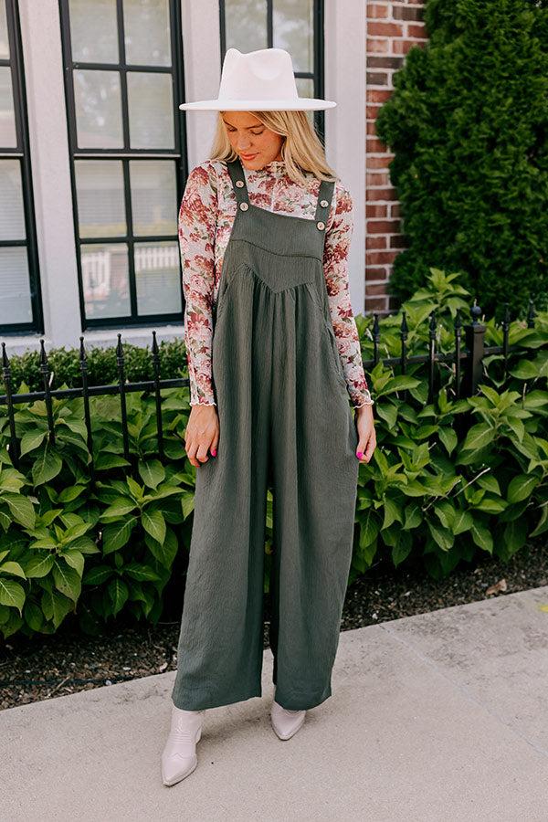 Impressions Happy Sanctuary Wide Leg Jumpsuit in Army Green