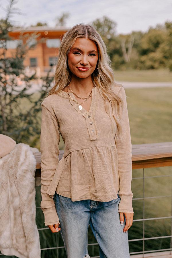 Impressions Harvest Cheer Vintage Wash Knit Top In Beige