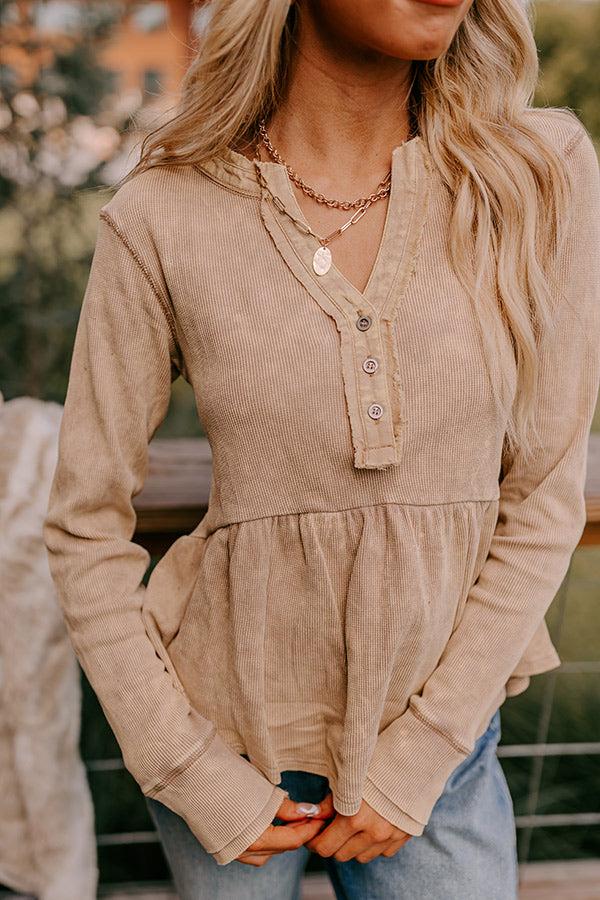 Impressions Harvest Cheer Vintage Wash Knit Top In Beige