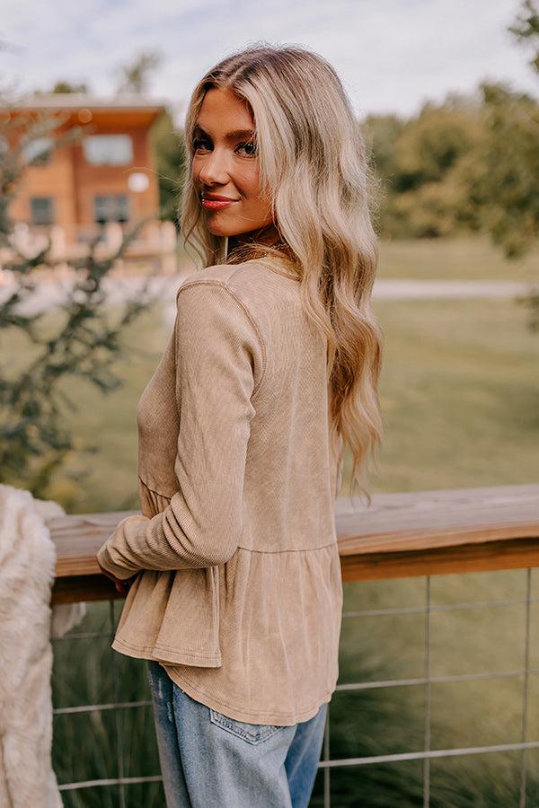 Impressions Harvest Cheer Vintage Wash Knit Top In Beige