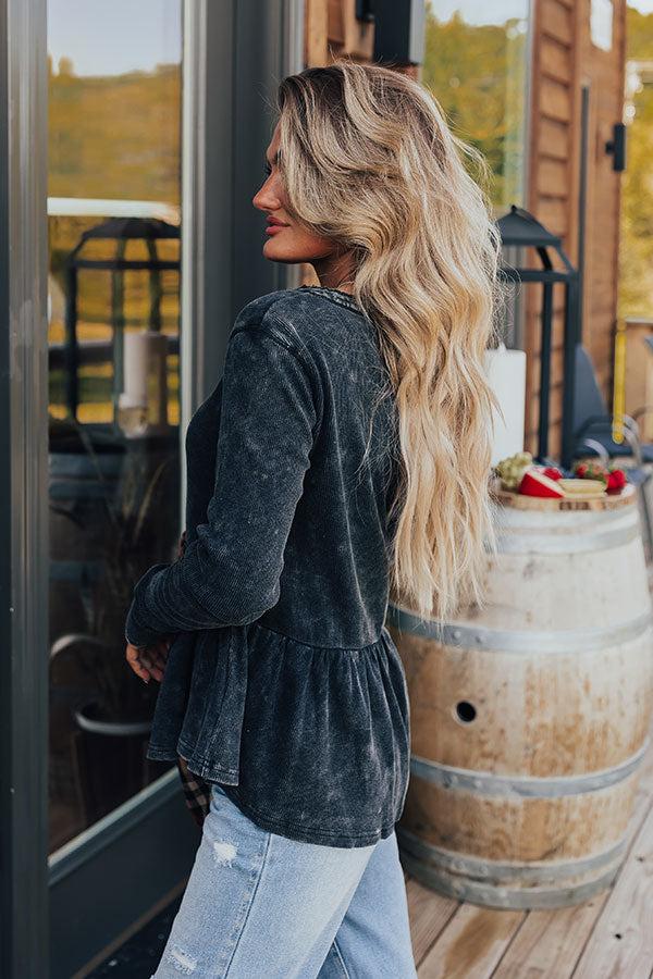 Impressions Harvest Cheer Vintage Wash Knit Top In Black