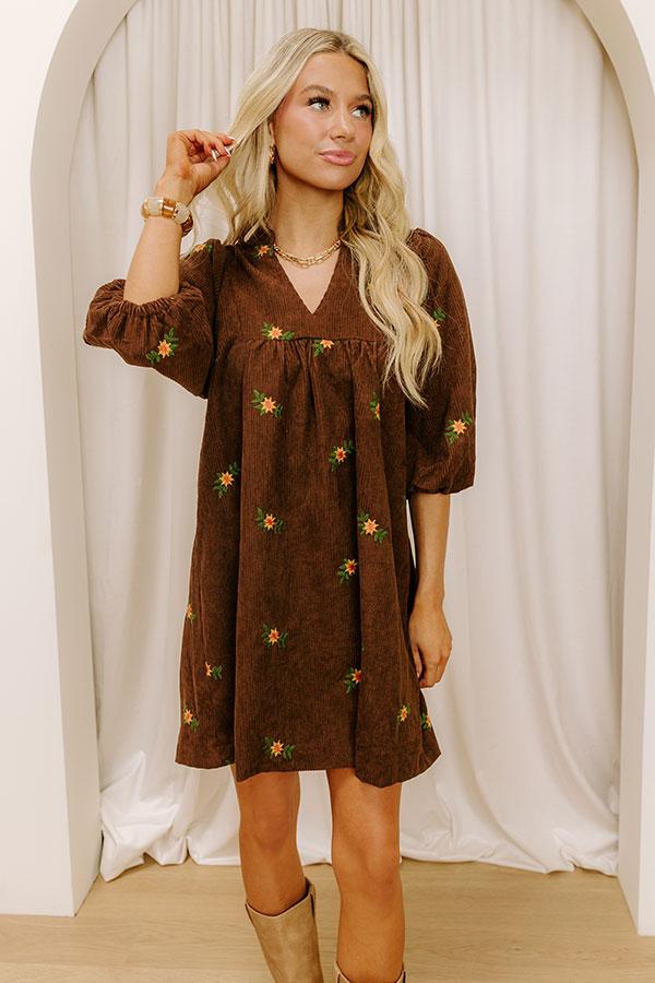 Impressions Harvest Lane Embroidered Corduroy Mini Dress