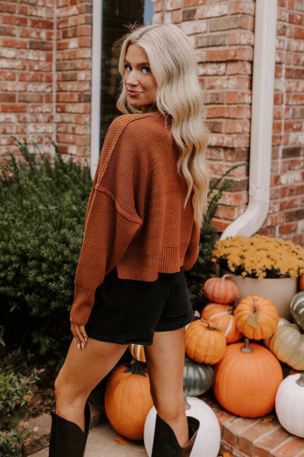 Impressions Harvest Wishes Ribbed Sweater In Cinnamon