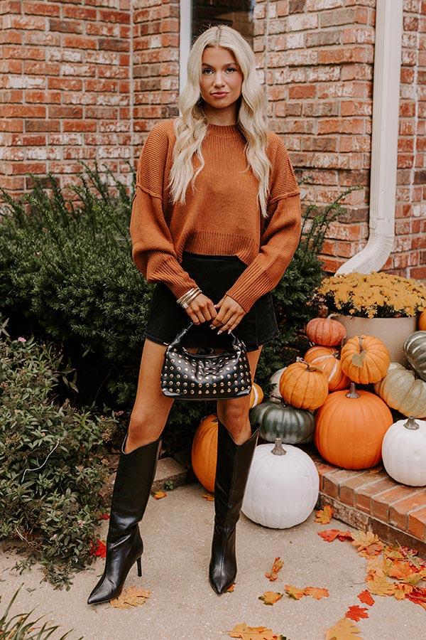 Impressions Harvest Wishes Ribbed Sweater In Cinnamon