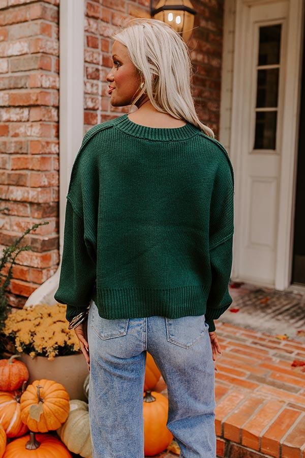 Impressions Harvest Wishes Ribbed Sweater In Hunter Green