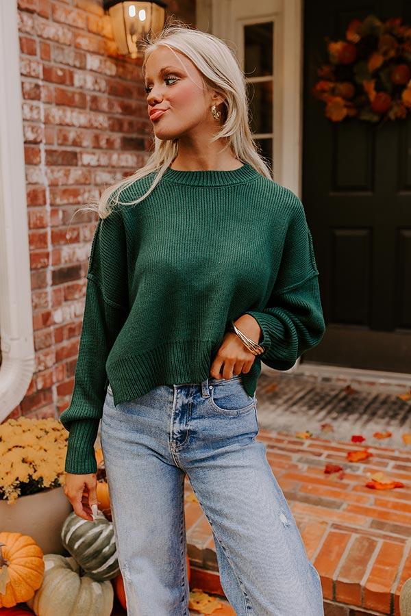 Impressions Harvest Wishes Ribbed Sweater In Hunter Green