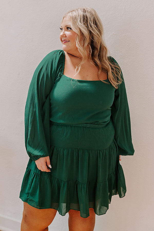 Impressions Haute Harmony Mini Dress In Hunter Green Curves
