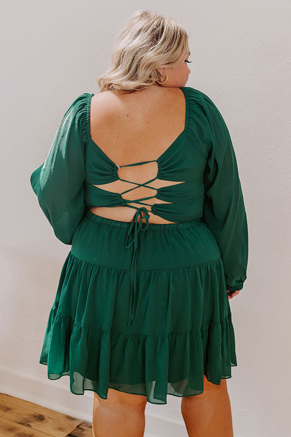 Impressions Haute Harmony Mini Dress In Hunter Green Curves