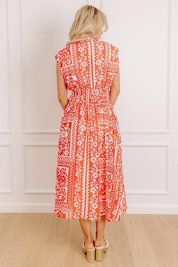 Impressions Hawaii Holiday Floral Midi Dress In Red