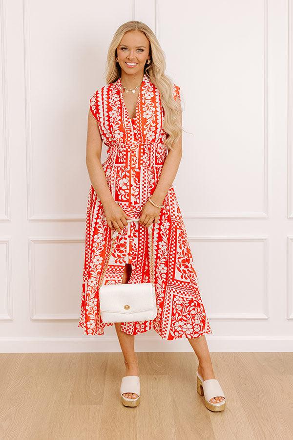 Impressions Hawaii Holiday Floral Midi Dress In Red