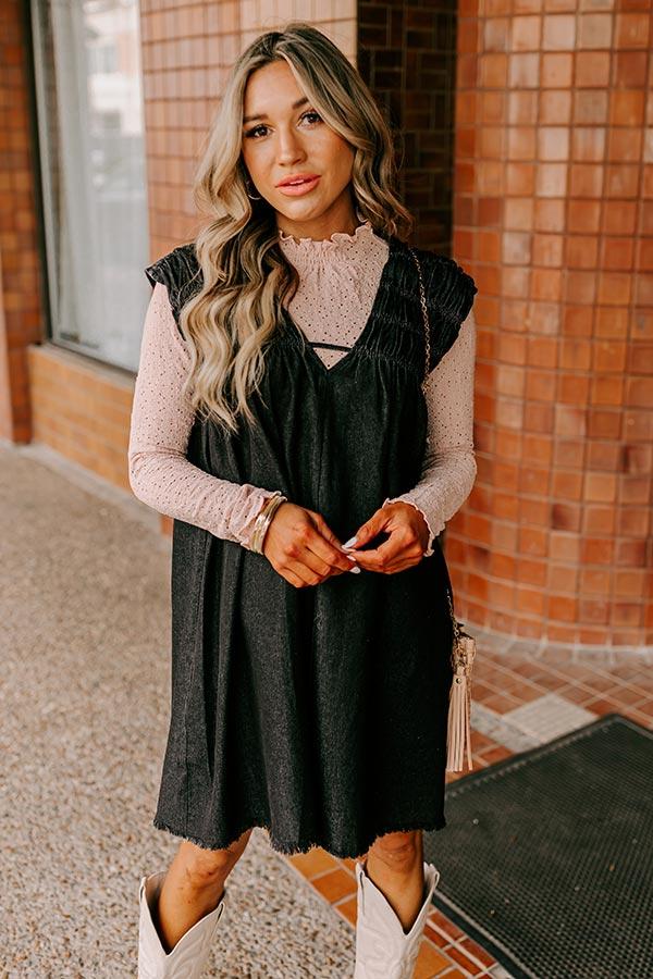 Impressions Hayride Honey Denim Mini Dress in Black