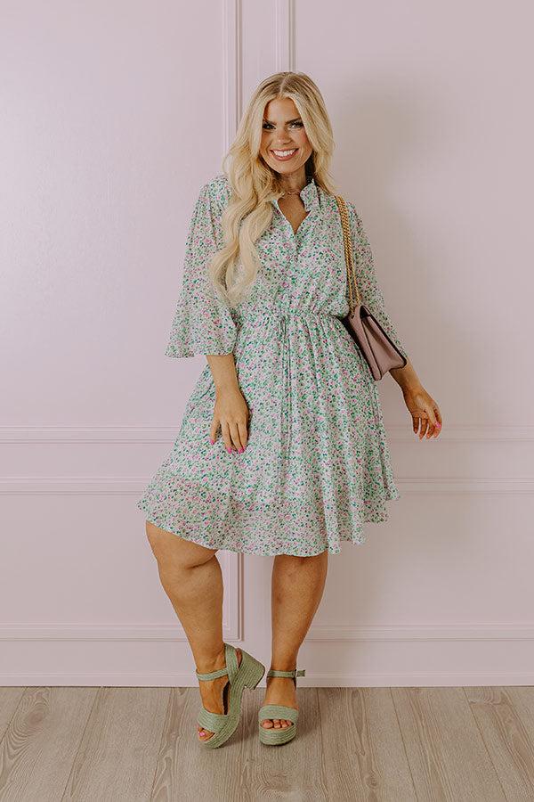 Impressions Headed Down Memory Lane Dress In Mint Curves