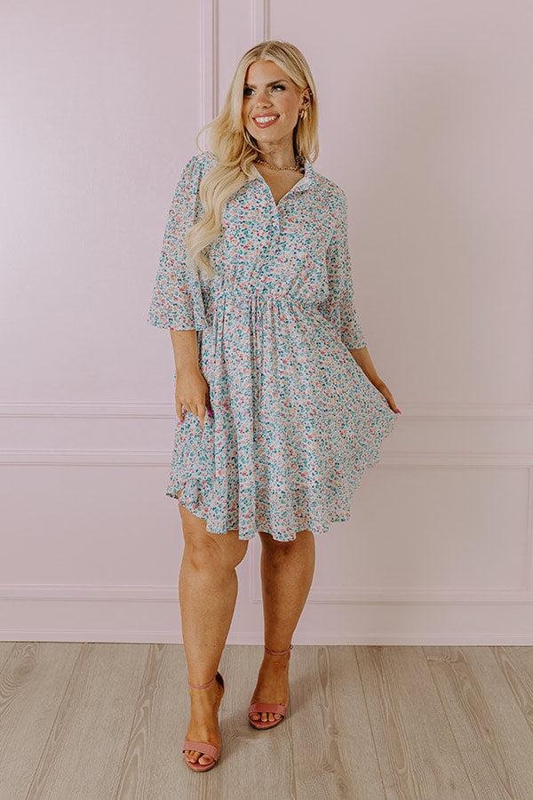 Impressions Headed Down Memory Lane Dress In Sky Blue Curves
