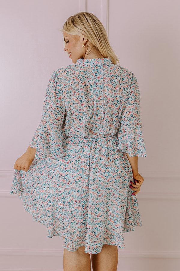 Impressions Headed Down Memory Lane Dress In Sky Blue Curves