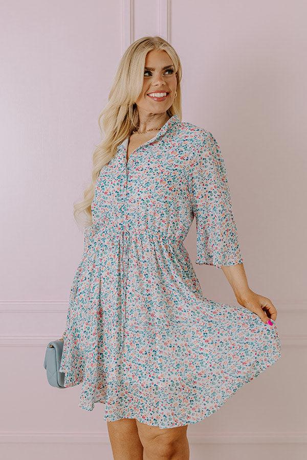 Impressions Headed Down Memory Lane Dress In Sky Blue Curves