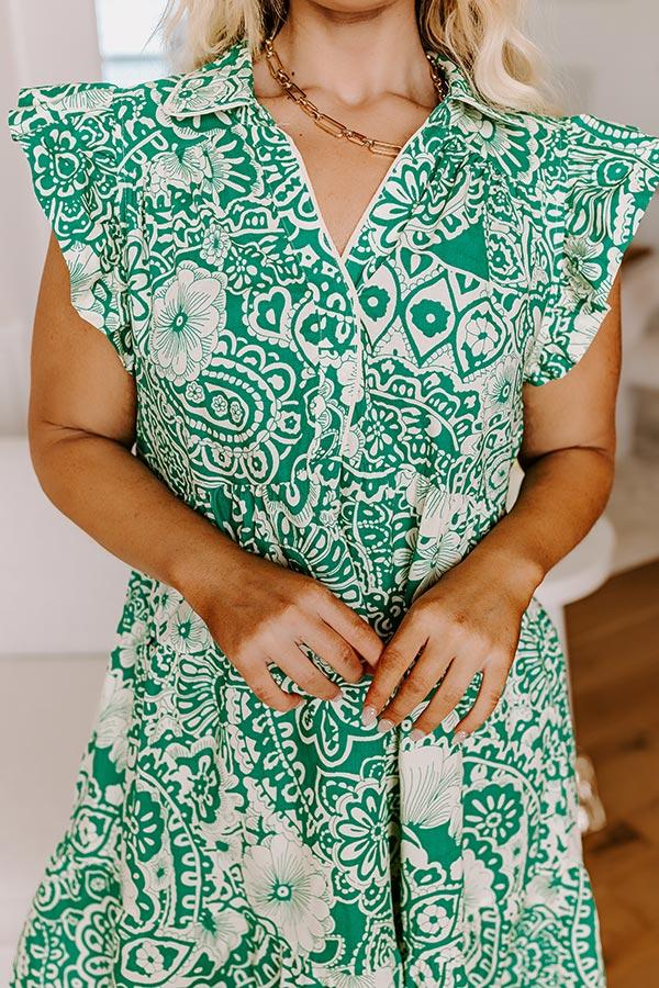 Impressions Hello Lovely Floral Dress In Emerald Curves