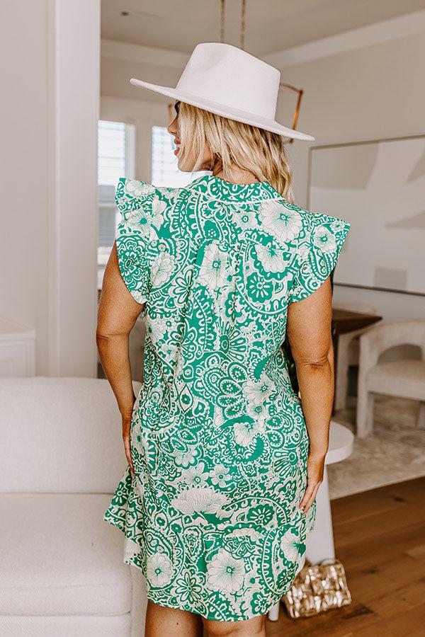 Impressions Hello Lovely Floral Dress In Emerald Curves