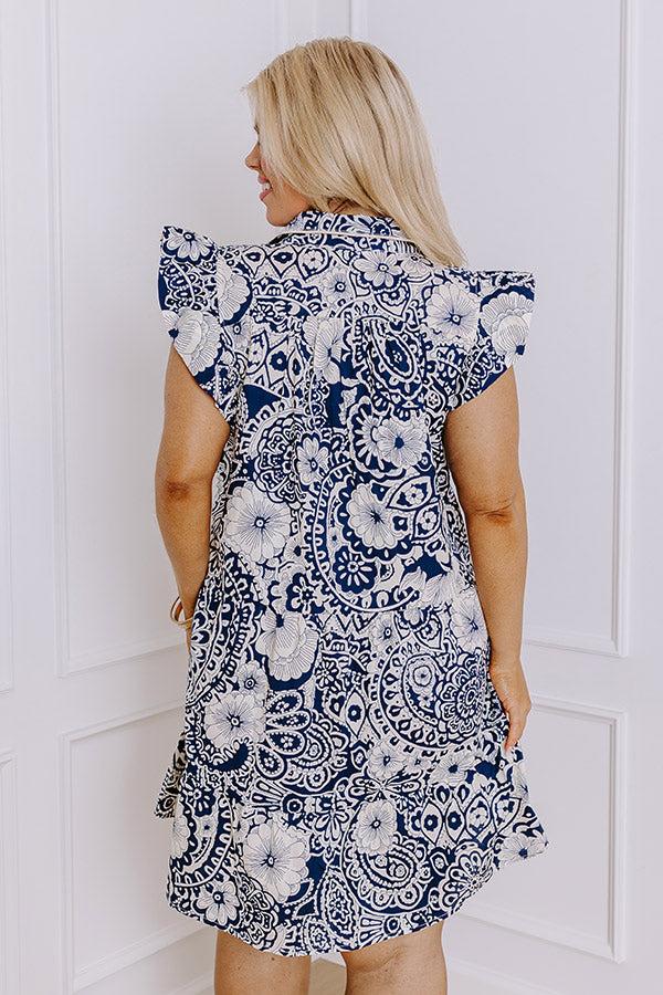 Impressions Hello Lovely Floral Dress In Navy Curves