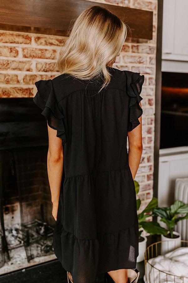 Impressions Hidden Bungalow Embroidered Dress In Black