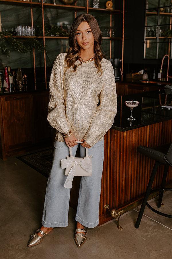 Impressions Holiday Glow Cable Knit Metallic Sweater