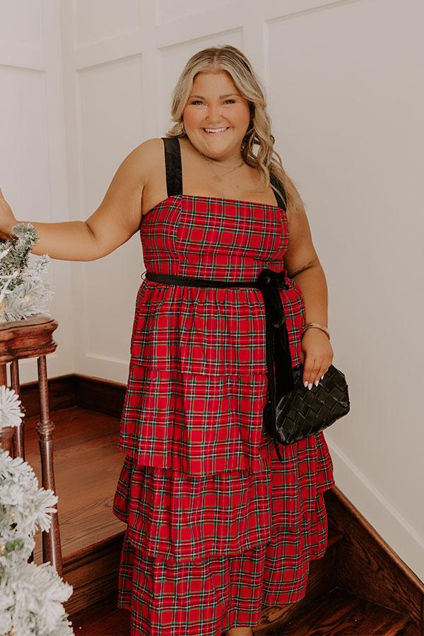 Impressions Holiday Harmony Plaid Tiered Midi Curves