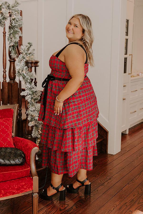 Impressions Holiday Harmony Plaid Tiered Midi Curves