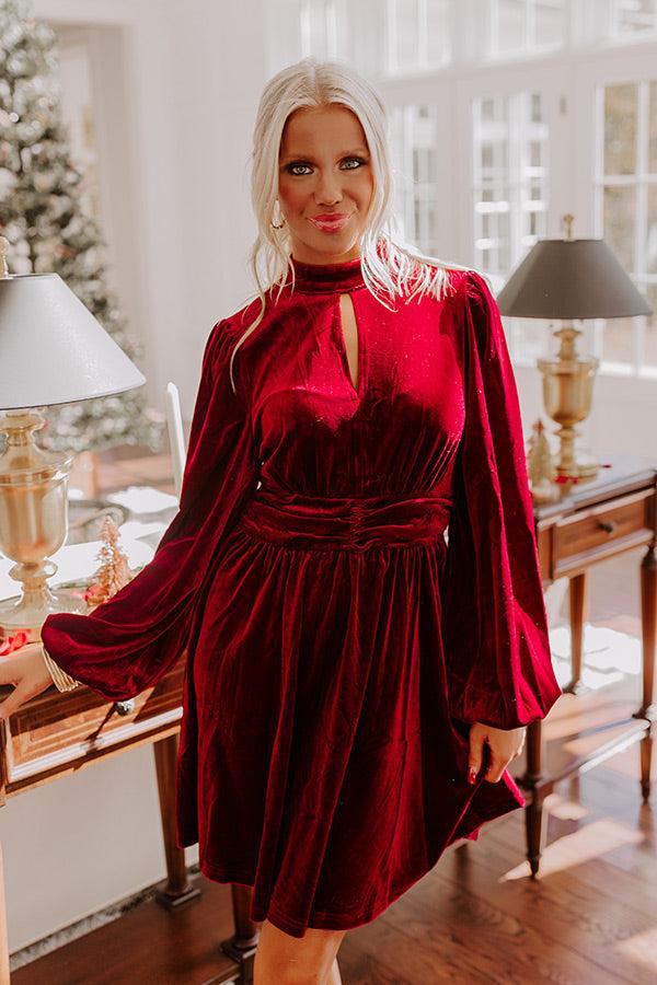 Impressions Holiday Social Velvet Mini Dress In Wine