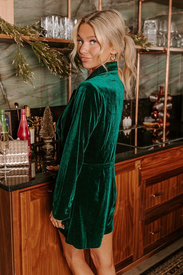Impressions Holiday Soiree Velvet Romper In Hunter Green