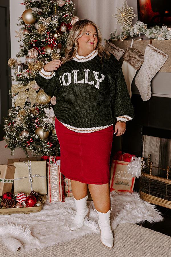 Impressions Holiday Vibes Knit Sweater In Jolly Hunter Green Curves