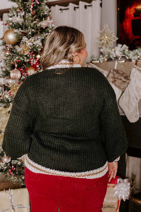 Impressions Holiday Vibes Knit Sweater In Jolly Hunter Green Curves