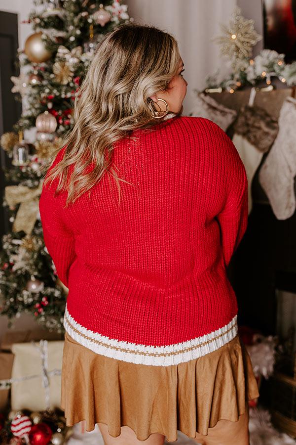 Impressions Holiday Vibes Knit Sweater In Merry Red Curves