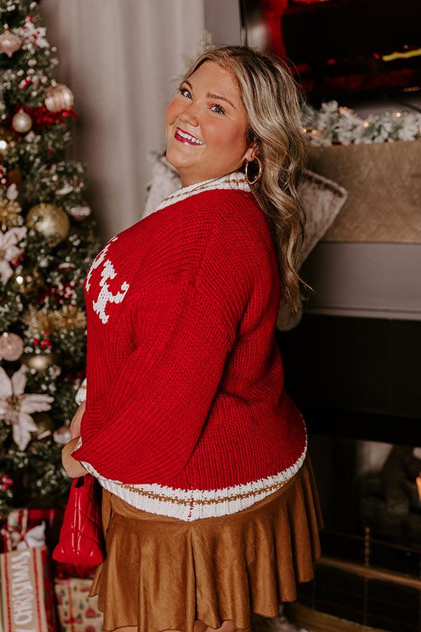Impressions Holiday Vibes Knit Sweater In Merry Red Curves