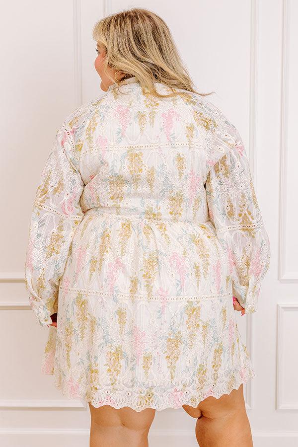 Impressions Honey Haze Floral Eyelet Mini Dress Curves