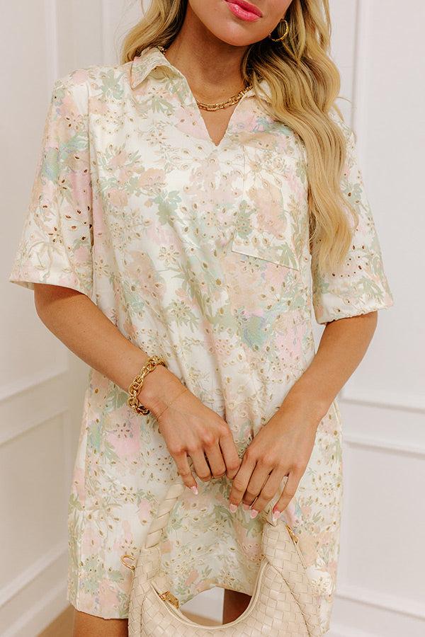 Impressions Honeysuckle Fields Floral Eyelet Mini Dress