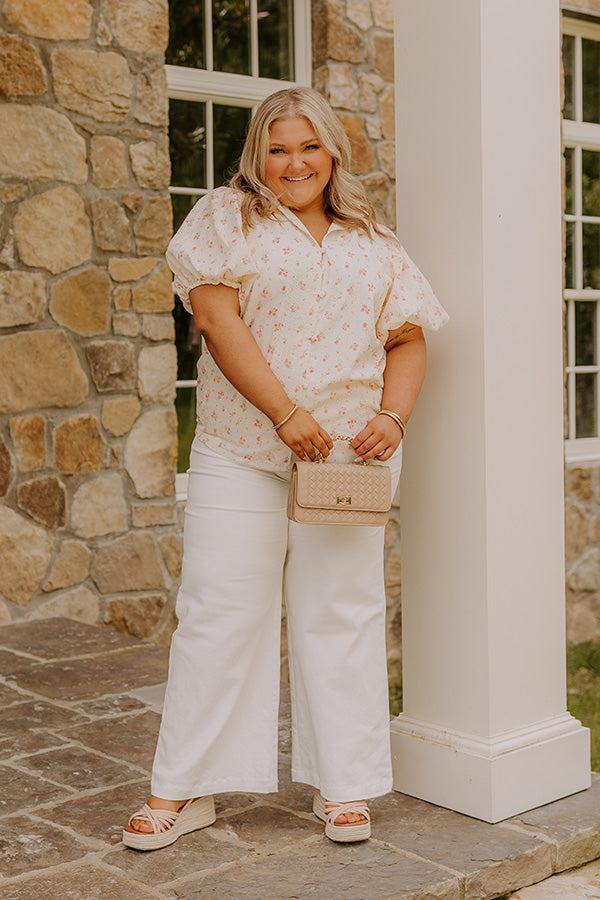 Impressions Honeysuckle Fields Floral Eyelet Top Curves