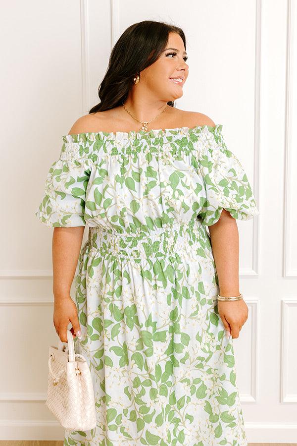 Impressions Honeysuckle Fields Floral Midi Dress Curves