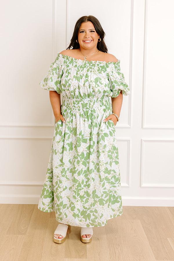 Impressions Honeysuckle Fields Floral Midi Dress Curves