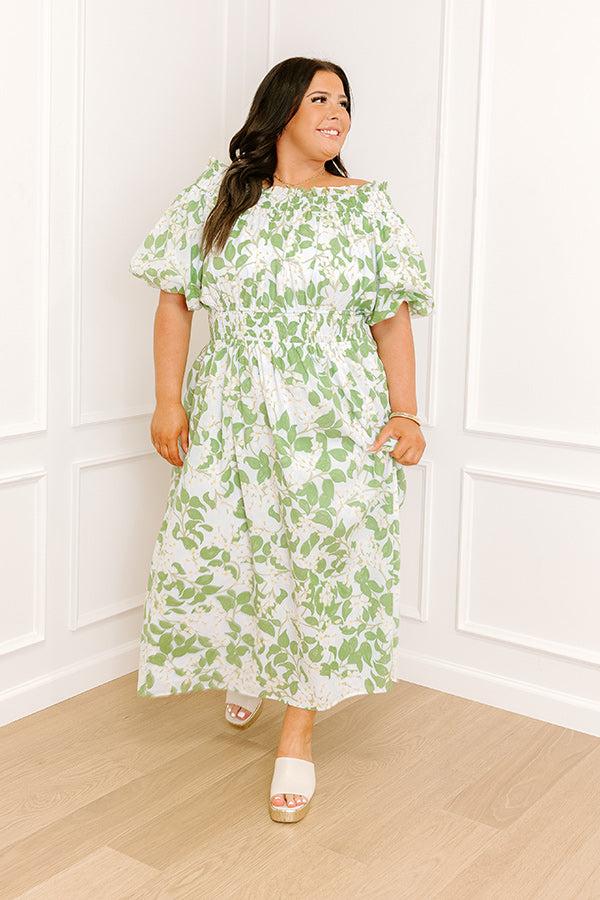 Impressions Honeysuckle Fields Floral Midi Dress Curves