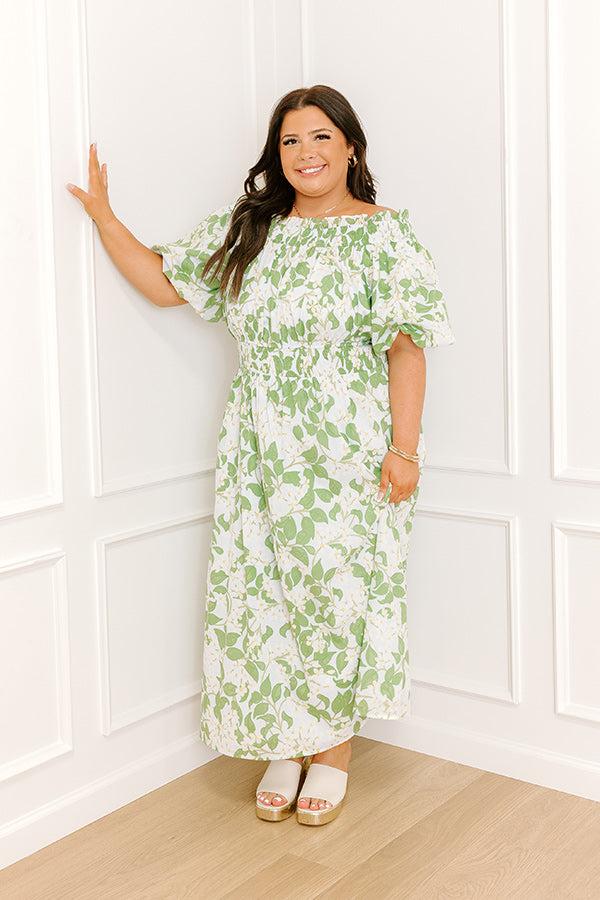 Impressions Honeysuckle Fields Floral Midi Dress Curves