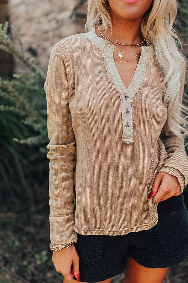 Impressions Hot Cider Sippin Vintage Wash Top In Mustard