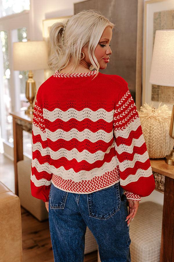 Impressions Hot Cocoa Crushing Pointelle Knit Sweater In Red