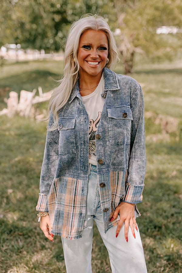 Impressions Hot Cocoa Sippin' Corduroy Jacket In Blue