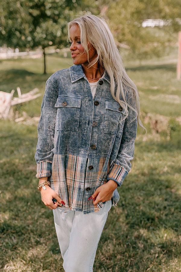 Impressions Hot Cocoa Sippin' Corduroy Jacket In Blue