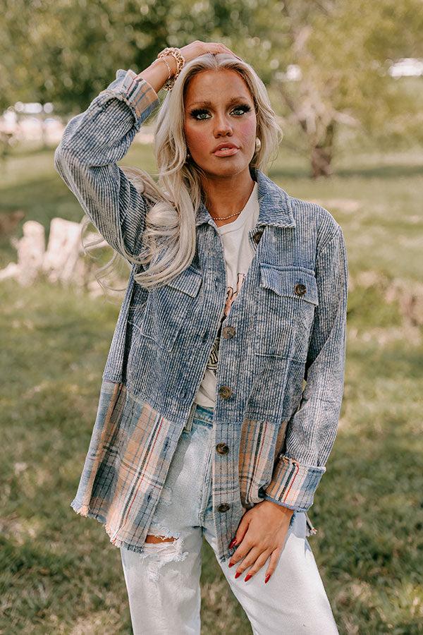 Impressions Hot Cocoa Sippin' Corduroy Jacket in Blue