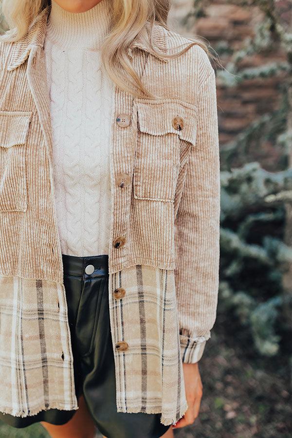 Impressions Hot Cocoa Sippin' Corduroy Jacket In Khaki
