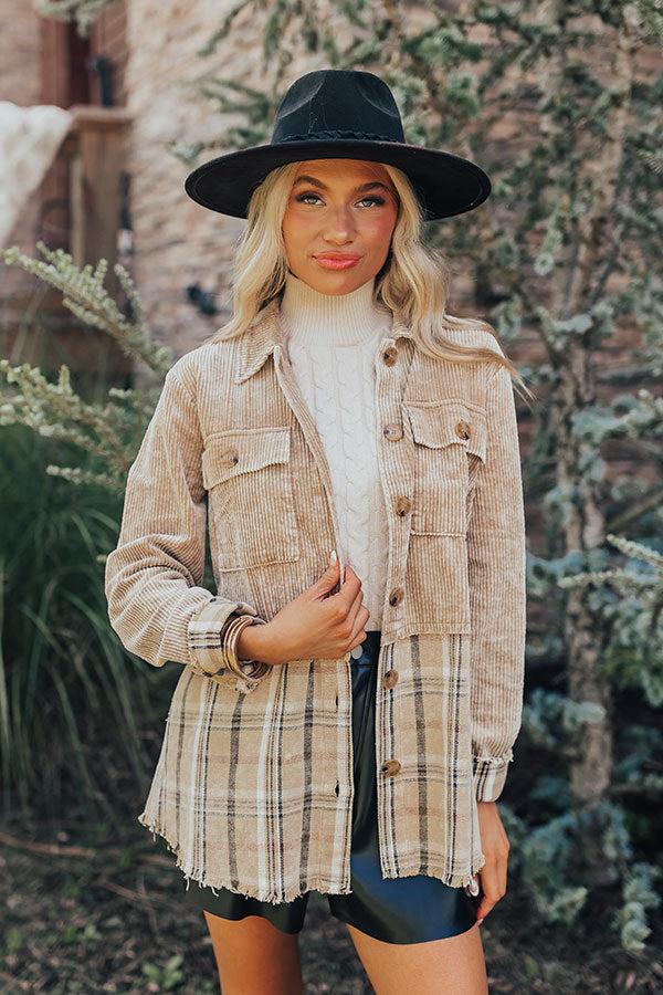 Impressions Hot Cocoa Sippin' Corduroy Jacket in Khaki