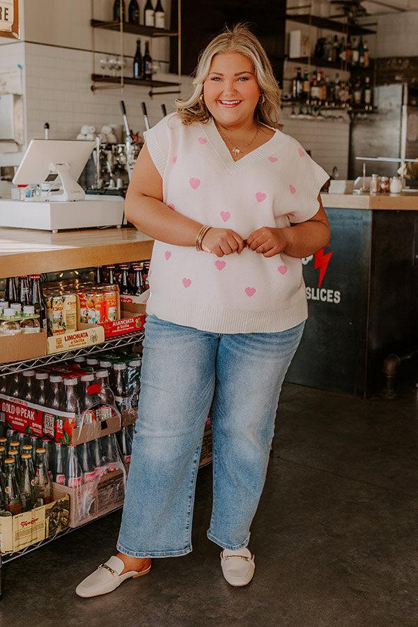 Impressions Hugs And Kisses Vest Top In Cream Curves