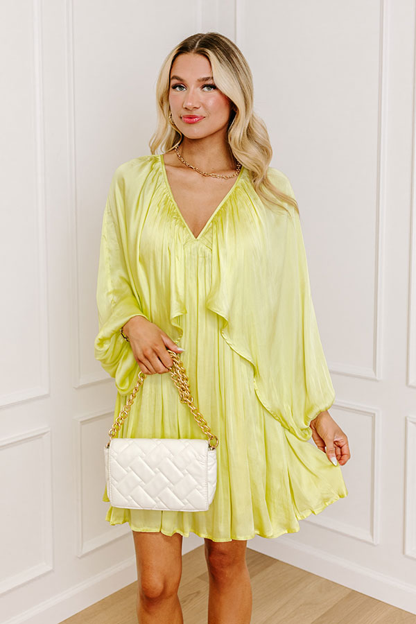 Impressions Impeccably Dressed Satin Dress In Yellow